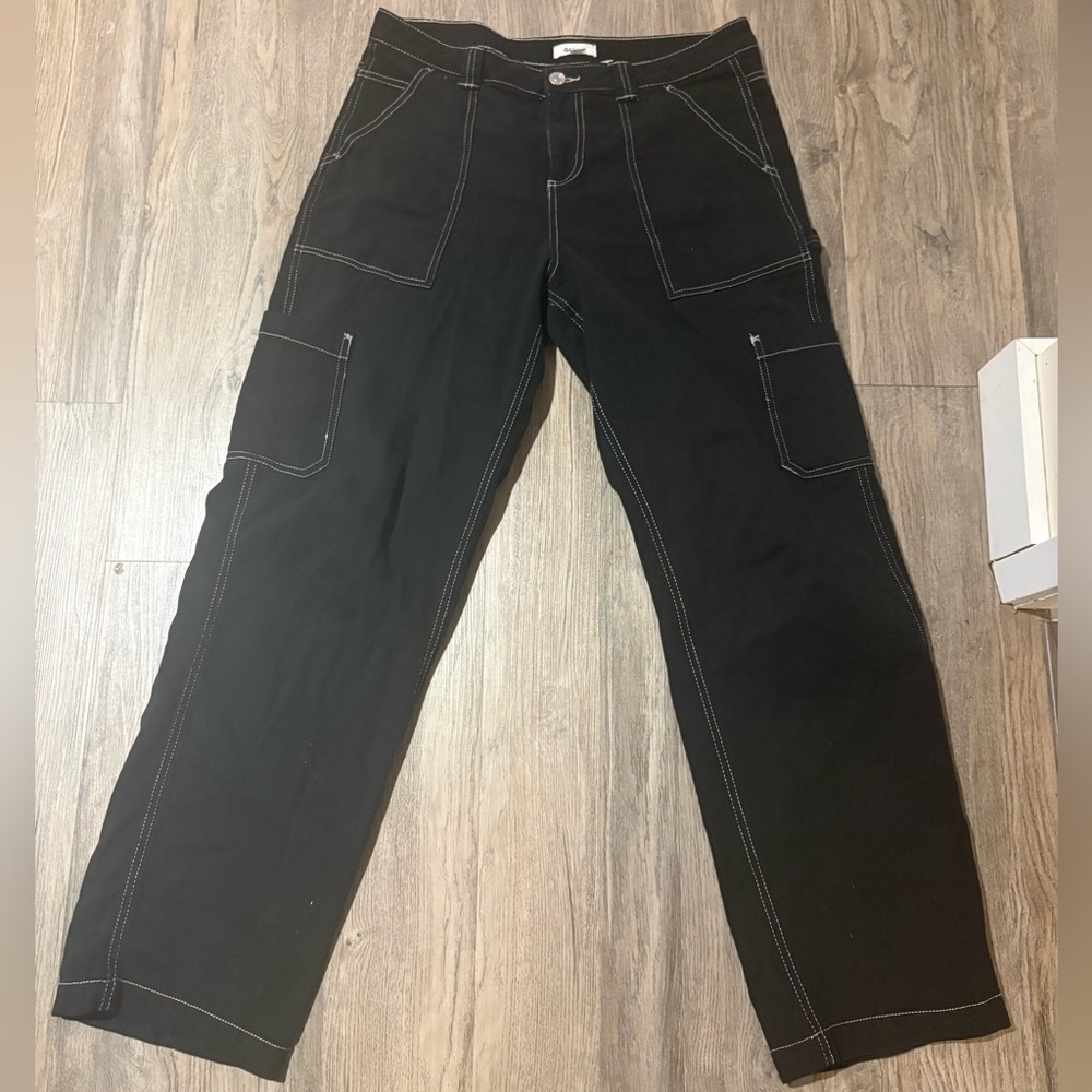 Garage Black Pants with White Stitching